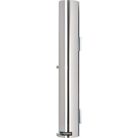San Jamar L3402 Wall-Mount Double Lid Dispenser, 6-24 oz., Stainless Steel, Silver