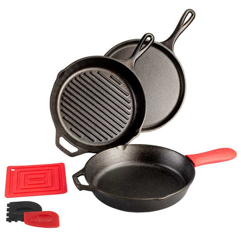 Lodge Manufacturing L6SPA41 Essential Seasoned Cast Iron 7-Piece Pan Set