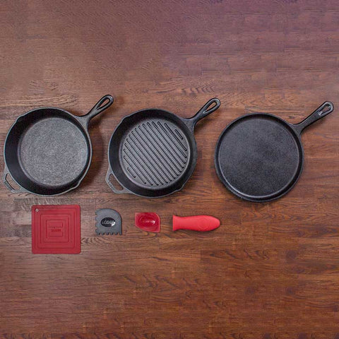 Lodge Manufacturing L6SPA41 Essential Seasoned Cast Iron 7-Piece Pan Set