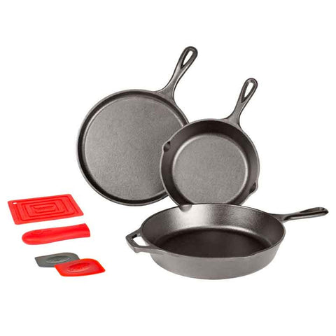 Lodge Manufacturing L6SPB41 Essential Seasoned Cast Iron Skillet Set (7-Piece)