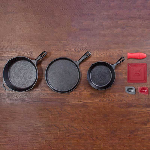 Lodge Manufacturing L6SPB41 Essential Seasoned Cast Iron Skillet Set (7-Piece)
