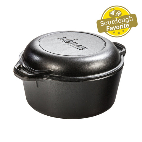 Lodge Manufacturing L8DD3 5 Quart Cast Iron Double Dutch Oven with Skillet Lid