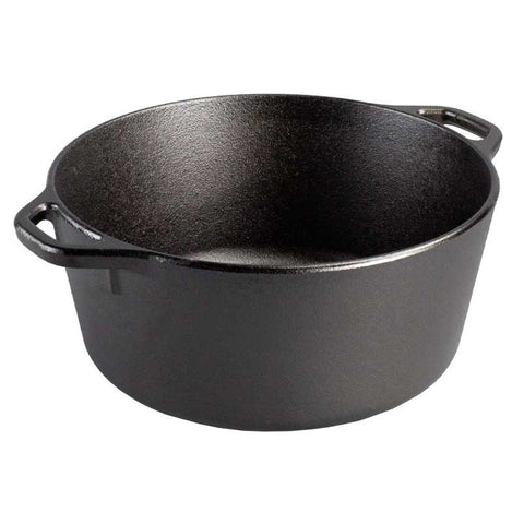 Lodge Manufacturing L8DD3 5 Quart Cast Iron Double Dutch Oven with Skillet Lid