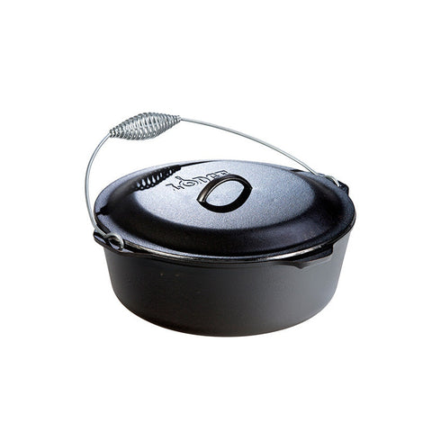 Lodge Manufacturing L8DO3 5 Qt. Pre-Seasoned Cast Iron Dutch Oven with Spiral Bail Handle