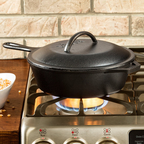 Lodge Manufacturing L8DSK3 10.25 Inch Pre-Seasoned Cast Iron Deep Skillet with Lid