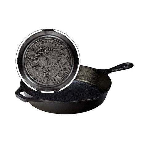 Lodge Manufacturing L8SK3BN 10.25 Inch Cast Iron Buffalo Nickel Skillet