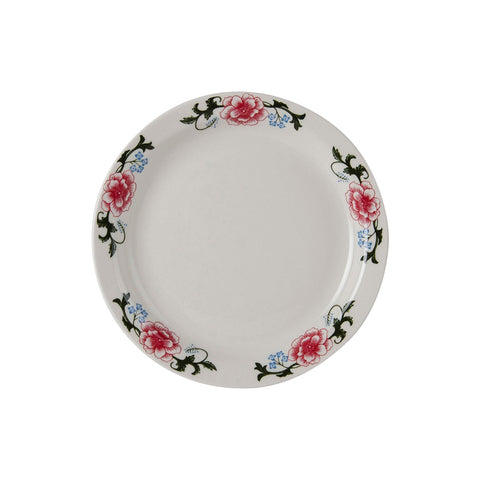 Tuxton China LCA-0729 Western Rose 7-1/4" Eggshell Narrow Rim China Plate