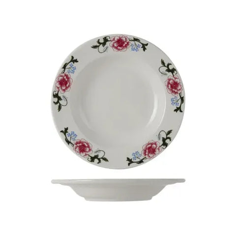Tuxton China LCD-111 18 oz. Western Rose Eggshell Round Pasta Bowl