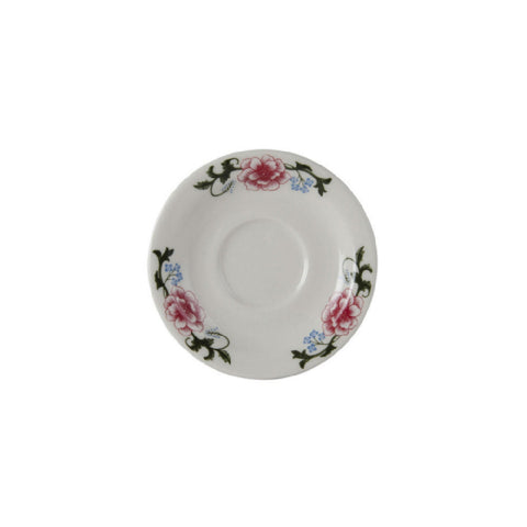 Tuxton China LCE-054 5-1/2" Round Western Rose Narrow Rim China Saucer