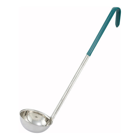 Winco LDC-4 4 oz Stainless Steel Color-Coded Ladle with Green Handle