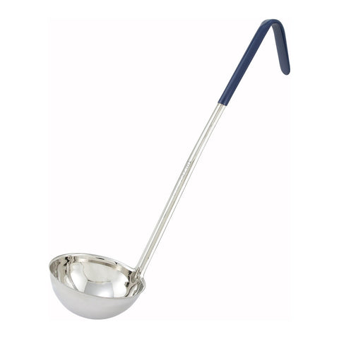 Winco LDC-8 One-Piece Stainless Steel Ladle with Blue Handle, 8 oz