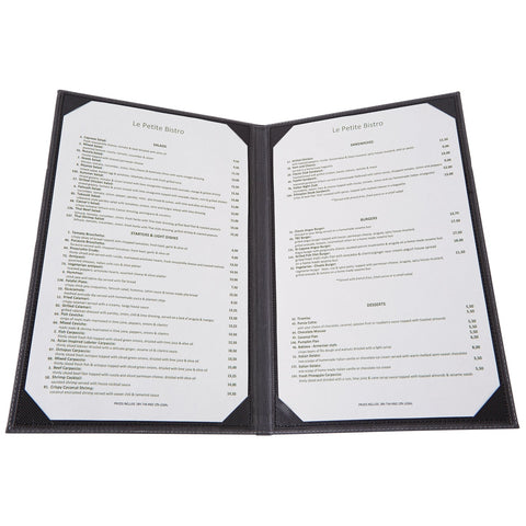 Winco LMD-811BK Two-View Leatherette Menu Cover, Black, 8-1/2" x 11"