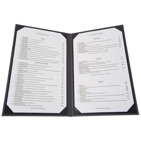 Winco LMD-811GY Two-View Grey Leatherette Menu Cover, 8-1/2" x 11"
