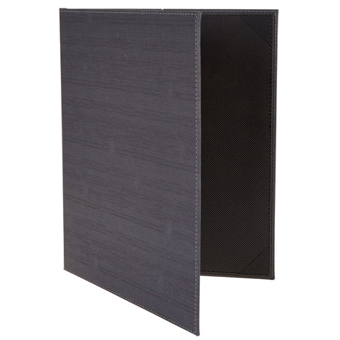 Winco LMD-811GY Two-View Grey Leatherette Menu Cover, 8-1/2" x 11"