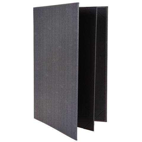 Winco LMF-814GY Four-View Leatherette Menu Cover, Gray, 8-1/2" x 14"