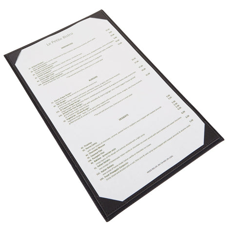 Winco LMS-811BK Single-View Black Leatherette Menu Cover, 8-1/2" x 11"