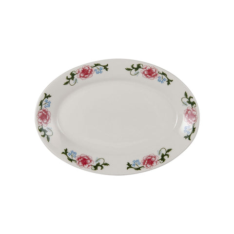 Tuxton China LRH-1259 Western Rose Eggshell Oval Platter 12 5/8 x 8 3/4
