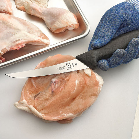 Mercer Culinary M13704 BPX 5.9 in. Semi-Flexible Curved Boning Knife with Black Glass-Reinforced Nylon Handle