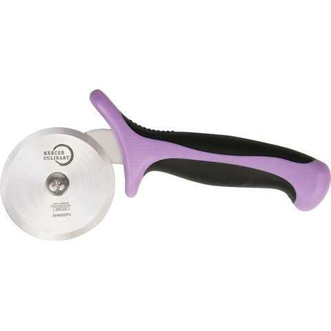 Mercer Culinary M18602PU Millennia 2 3/4" High-Carbon Steel Pizza Cutter with Purple Allergen-Free Handle