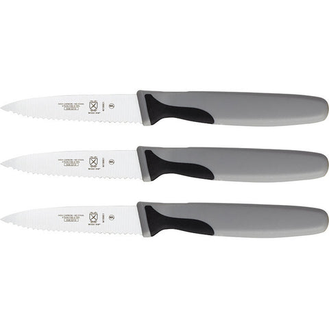 Mercer Culinary M19903 Millennia 3 inch Slim Serrated Paring Knife, 3 Pack