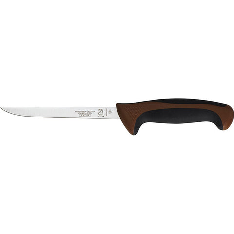 Mercer Culinary M22206BR Millennia Colors 6" Semi-Flexible Narrow Boning Knife with Brown Handle