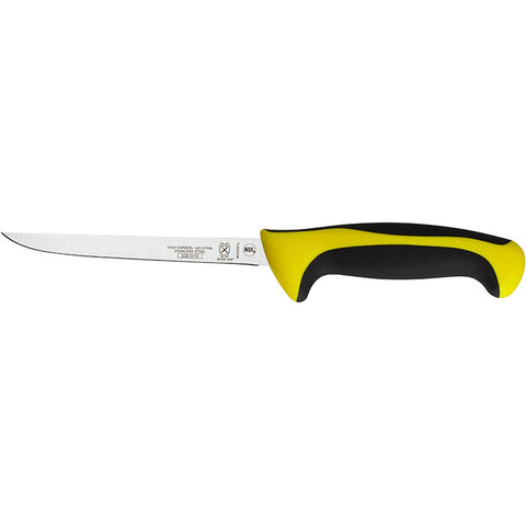 Mercer Culinary M22206YL Millennia Colors 6" Semi-Flexible Narrow Boning Knife with Yellow Handle