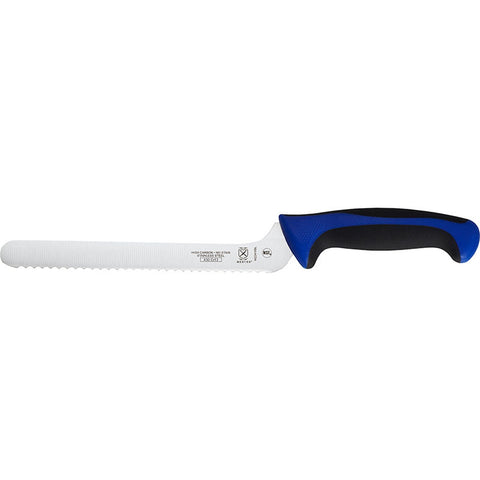 Mercer Culinary M22418BL Millennia Colors 8-Inch Offset Wavy Edge Bread Knife, Blue