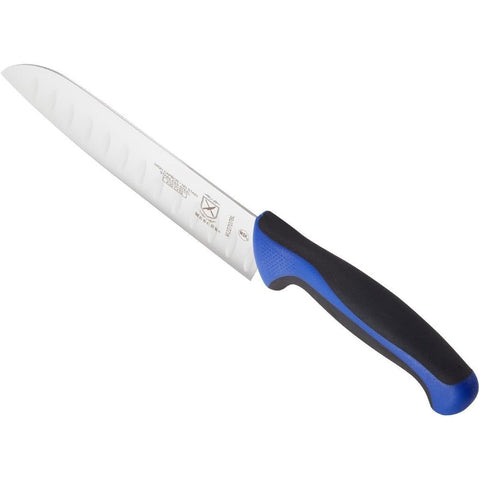 Mercer Culinary M22707BL Millennia Colors 7-Inch Granton Edge Santoku Knife, Blue Handle