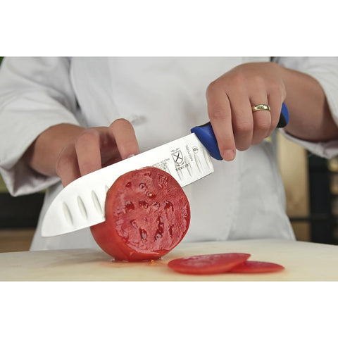 Mercer Culinary M22707BL Millennia Colors 7-Inch Granton Edge Santoku Knife, Blue Handle