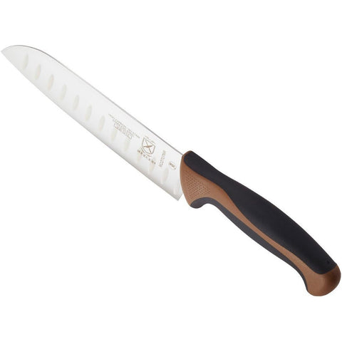 Mercer Culinary M22707BR Millennia Colors 7" Granton Edge Santoku Knife with Brown Handle