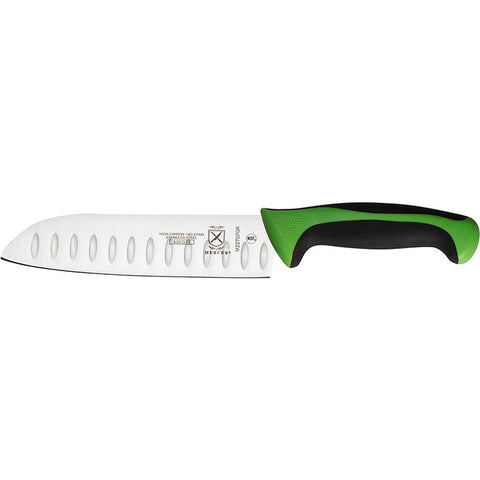 Mercer Culinary M22707GR Millennia Colors 7-Inch Granton Edge Santoku Knife, Green