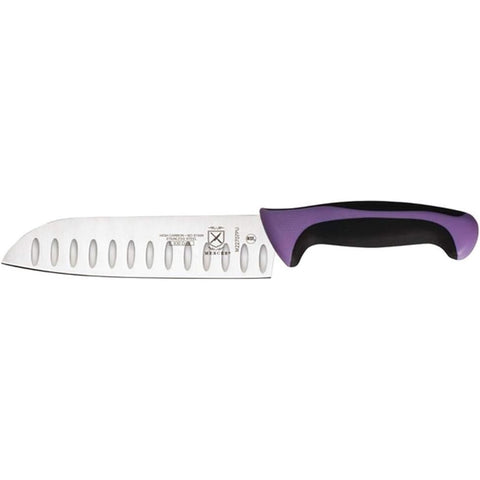 Mercer Culinary M22707PU Millennia Colors 7" Purple Santoku Knife with Granton Edge