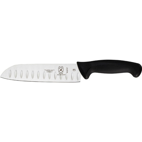 Mercer Culinary M22707RD Millennia Colors 7" Granton Edge Santoku Knife with Red Handle
