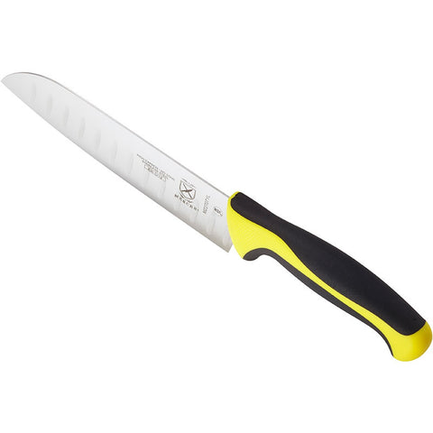 Mercer Culinary M22707YL Millennia Colors 7" Granton Edge Santoku Knife, Yellow