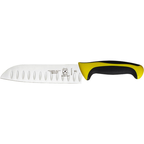 Mercer Culinary M22707YL Millennia Colors 7" Granton Edge Santoku Knife, Yellow