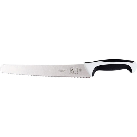 Mercer Culinary M23210WBH Millennia 10-Inch Wide Wavy Edge Bread Knife with White Handle