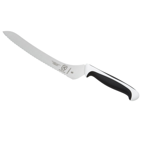 Mercer Culinary M23890WBH Millennia 9 Inch Offset Serrated Edge Bread and Sandwich Knife with White Handle