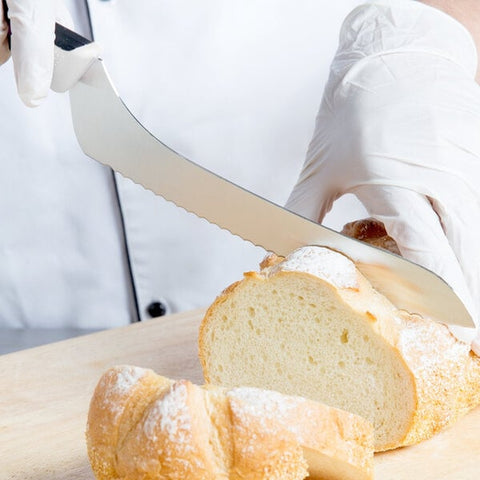 Mercer Culinary M23890WBH Millennia 9 Inch Offset Serrated Edge Bread and Sandwich Knife with White Handle