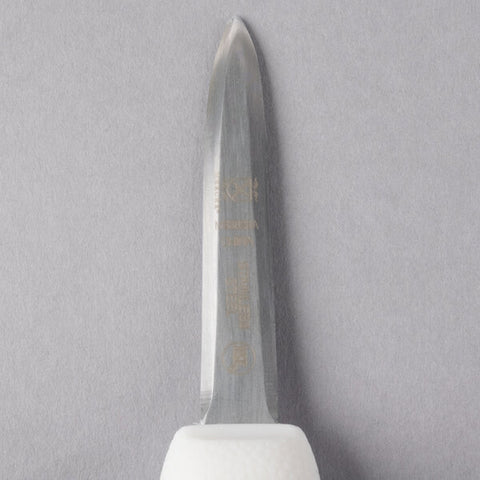Mercer Culinary M33028A 3" Boston Style Oyster Knife with White Textured Poly Handle