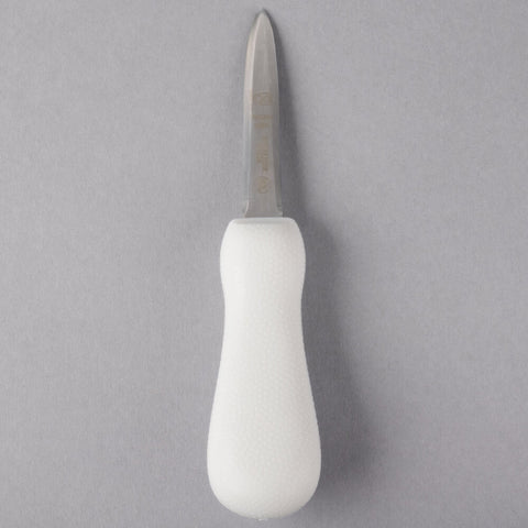 Mercer Culinary M33028A 3" Boston Style Oyster Knife with White Textured Poly Handle