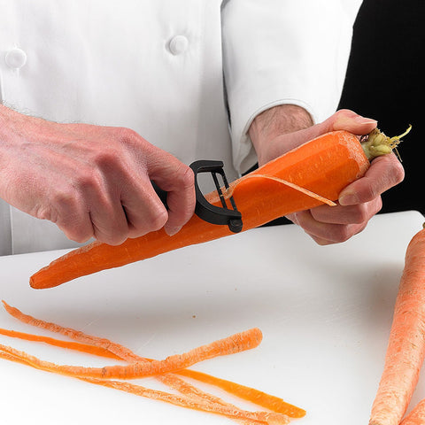 Mercer Culinary M33071BKB 4" Black Y-Peeler with High-Carbon Steel Blade