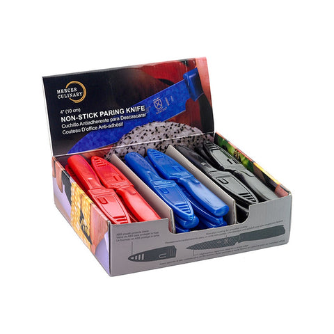 Mercer Culinary M33911B 4" Blue Non-Stick Paring Knife with Sheath