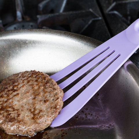 Mercer Culinary M35110PU Hell's Tools 12" Purple Allergen-Free High Temperature Slotted Turner