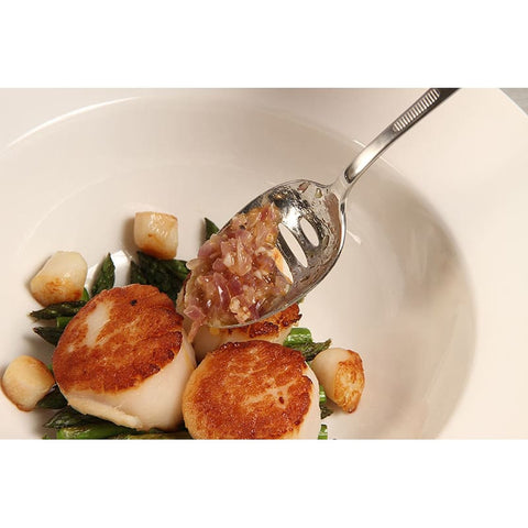 Mercer Culinary M35141 7.88 Inch Slotted Stainless Steel Plating Spoon