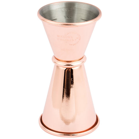 Mercer Culinary M37000CP Barfly 1/2 oz. x 3/4 oz. Copper-Plated Japanese Style Jigger
