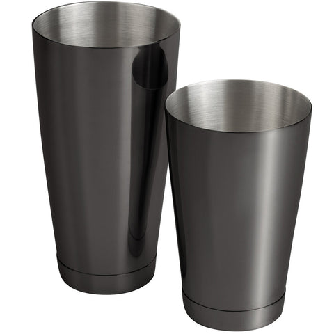 Mercer Culinary M37009BK Barfly 28 oz. & 18 oz. Gun Metal Black 2-Piece Boston Cocktail Shaker Set