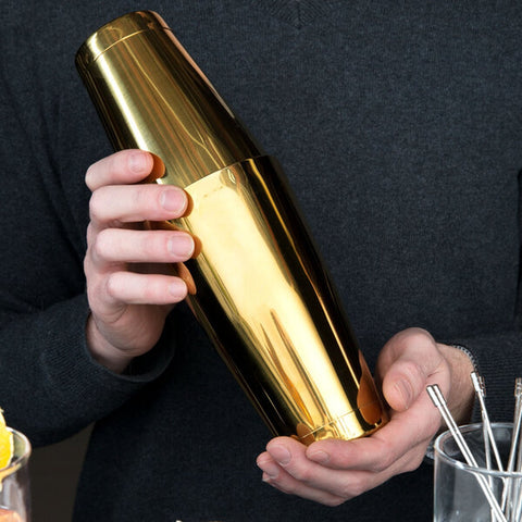 Mercer Culinary M37009GD Barfly 2-Piece Gold-Plated Boston Cocktail Shaker Set, 28 oz. & 18 oz.