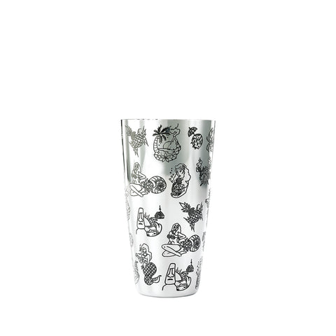 Mercer Culinary M37079 Double Wall Mixing Tin, 21 oz. Tiki Design