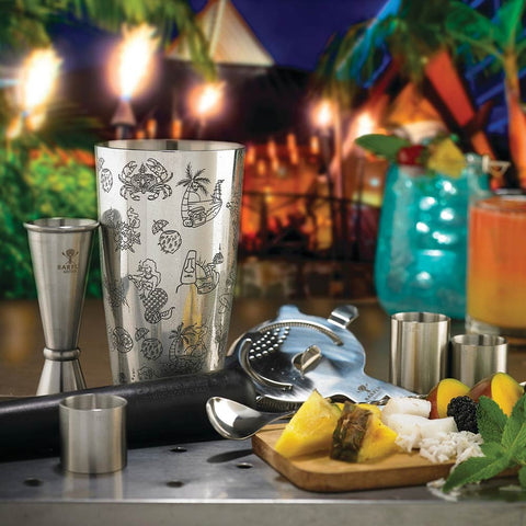 Mercer Culinary M37079 Double Wall Mixing Tin, 21 oz. Tiki Design
