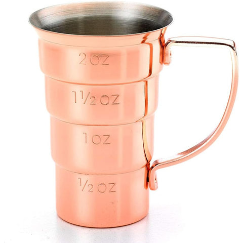 Mercer Culinary M37108CP Barfly 2 oz. Copper Plated Stepped Jigger with Handle